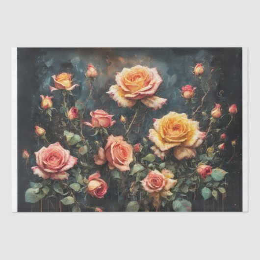 Rose - Blumeneleganz - Entcoupage - Gewebepflaster Seidenpapier (Vorderseite)