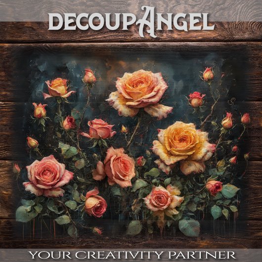 Rose - Blumeneleganz - Entcoupage - Gewebepflaster Seidenpapier