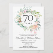 Rose Blumengarland 70. Hochzeitstag Einladung (Vorderseite)