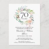 Rose Blumengarland 70. Hochzeitstag Einladungspostkarte (Vorderseite)