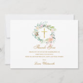 Rose Blumengarland Gold Erste Heilige Kommune Dankeskarte (Vorderseite)