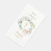 Rose Blumengarland Gold Taufe Christening Serviette (Ecke)