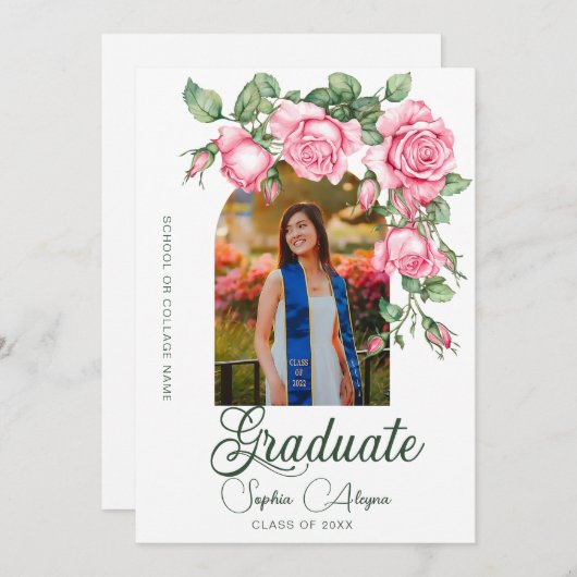 Rose Blumengarten Foto Abschluss Einladung (Vorne/Hinten)