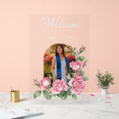 Rose Blumengarten Foto Abschluss Empfang Acrylschild (Hochzeit)