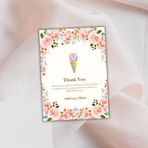 Rose Blumengarten Scoop Ice Cream Baby Dusche Dankeskarte