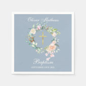Rose Blumengarten Taufe Christening Dusty Blue Serviette (Vorderseite)
