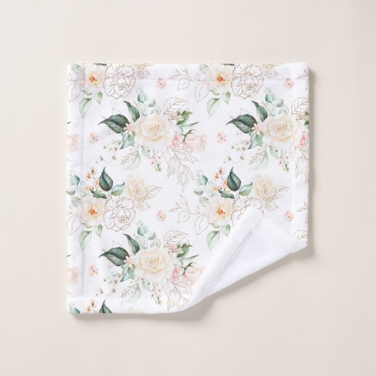 Rose Blumengartenmuster Badhandtuch Set (Waschlappen)