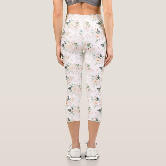Rose Blumengartenmuster Capri Leggings (Rückseite)