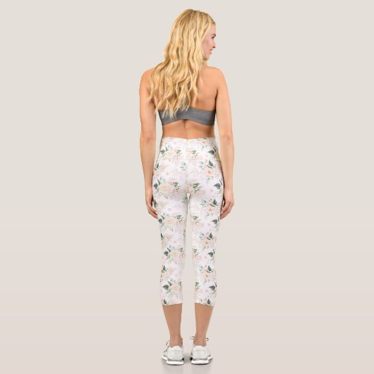 Rose Blumengartenmuster Capri Leggings (Rückseite)