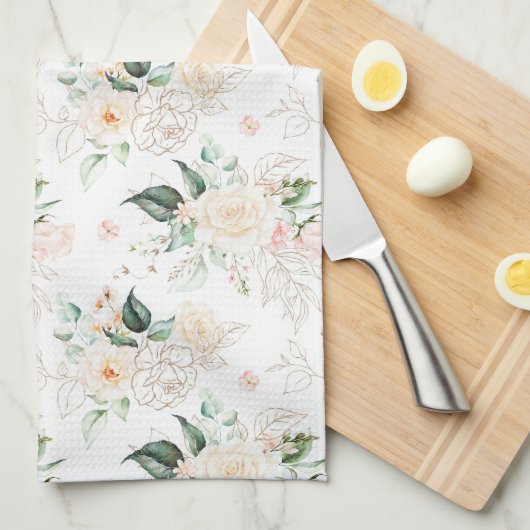 Rose Blumengartenmuster Geschirrtuch (Viertel Falte)