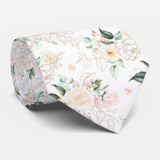 Rose Blumengartenmuster Krawatte (Gerollt)