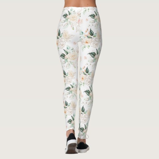 Rose Blumengartenmuster Leggings (Rückseite)