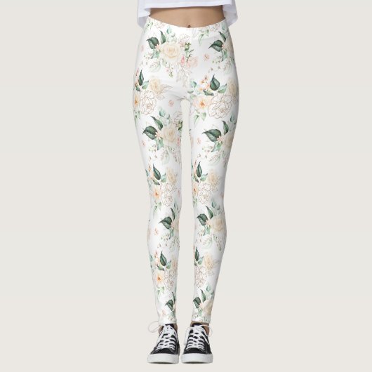 Rose Blumengartenmuster Leggings (Vorderseite)