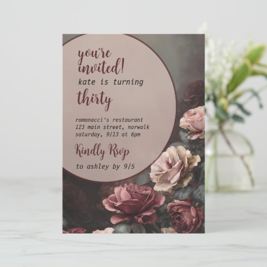 Rose Blumengeburt Einladung (Stehend Vorderseite)