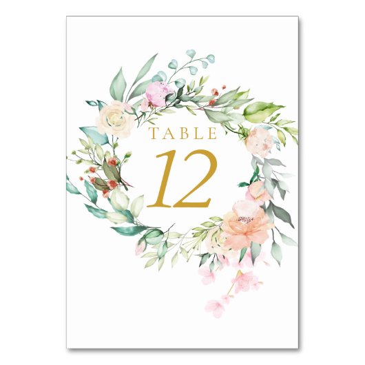 Rose Blumengold Tischnummern (Vorderseite)