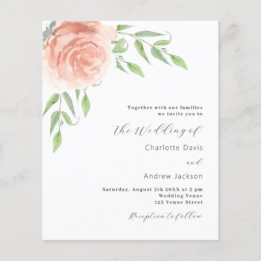 Rose Blumengrün QR UAWG Hochzeit Einladung (Vorderseite)