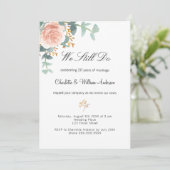 Rose Blumengrün Rosa Gelb Erneuerung Hochzeit Einladung (Stehend Vorderseite)