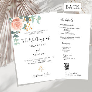 Rose Blumengrün Rosa QR Details UAWG Hochzeit Einladung