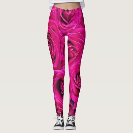 Rose Blumengrün Schwarz Moderne Leggings Stil (Vorderseite)