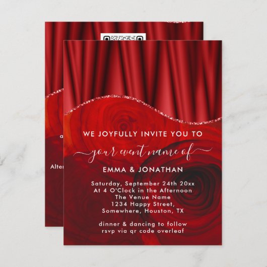 Rose Blumenkode Rose Blume Roter Glitzer (Vorne/Hinten)