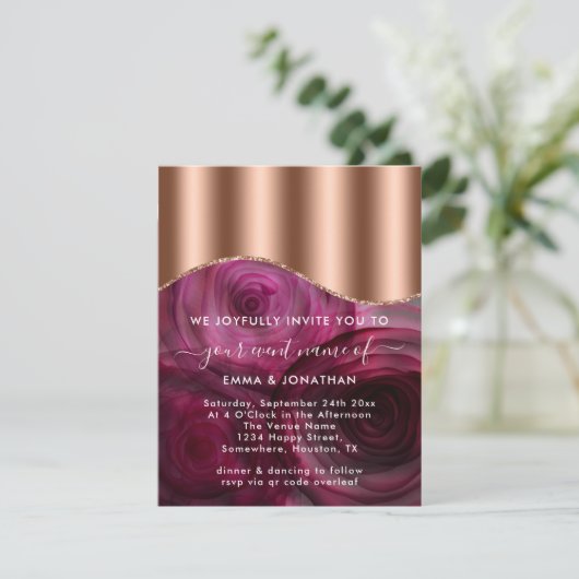 Rose Blumenkode Rose Gold Kupfer Marsala Rosa (Stehend Vorderseite)