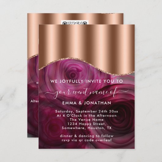 Rose Blumenkode Rose Gold Kupfer Marsala Rosa (Vorne/Hinten)