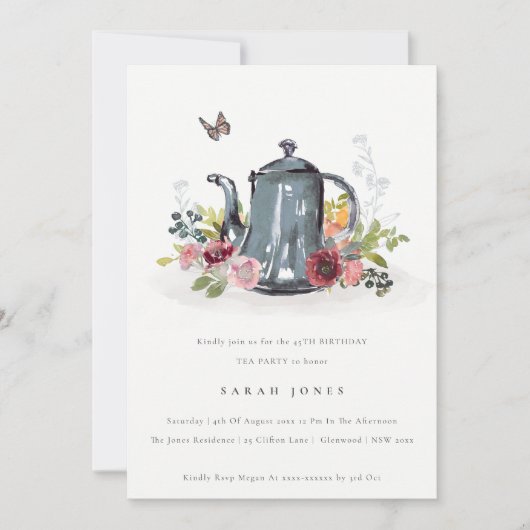 Rose Blumenkohl jedes Alter Geburtstag Einladung (Vorderseite)