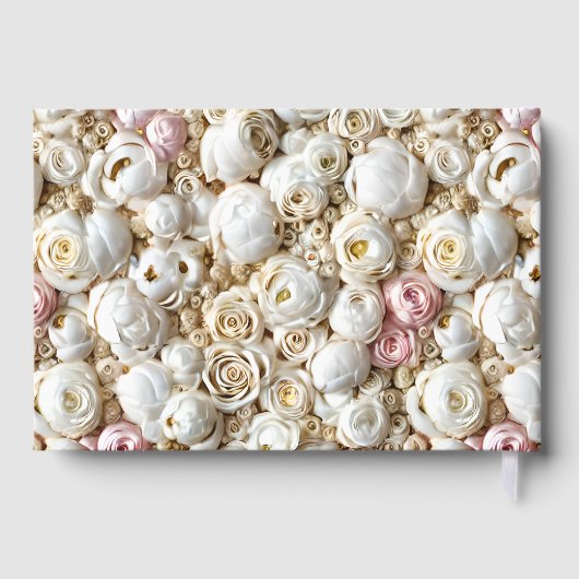 Rose Blumenmuster Blume Gold Rosa Folie Gästebuch (Rückseite)