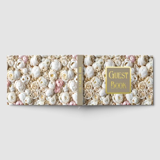 Rose Blumenmuster Blume Gold Rosa Folie Gästebuch (Voll)