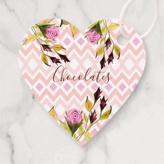 Rose Blumenmuster Geschenkanhänger (Rückseite)