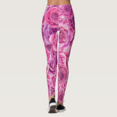 Rose Blumenmuster in Aquarellfarbe Rosa Leggings (Rückseite)