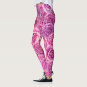 Rose Blumenmuster in Aquarellfarbe Rosa Leggings (Links)