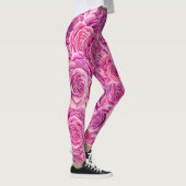 Rose Blumenmuster in Aquarellfarbe Rosa Leggings (Rechts)