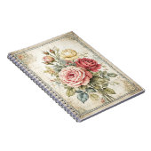Rose Blumenmuster Niedliches Vintages Muster Notizblock (Rechte Seite)