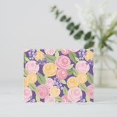 Rose Blumenmuster-Postkarte Postkarte (Stehend Vorderseite)