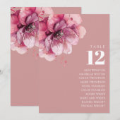 Rose Blumenmuster-Tischnummer Einladung (Vorne/Hinten)