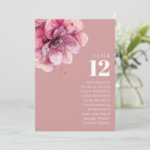 Rose Blumenmuster-Tischnummer Einladung (Stehend Vorderseite)
