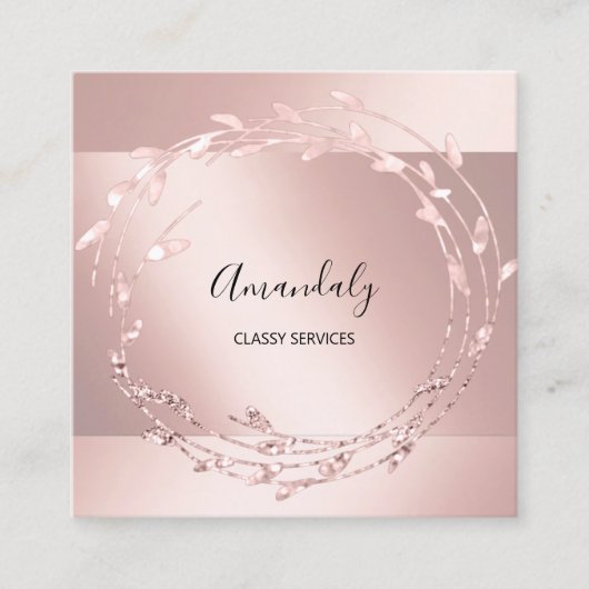 Rose Blumenreath Eleganter Eventplaner Rosa Quadratische Visitenkarte (Vorderseite)