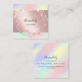 Rose Blumenreath Elegantes Event Holografisches Ro Quadratische Visitenkarte (Vorne/Hinten)