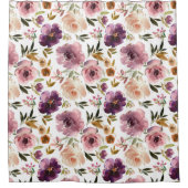 Rose Blumenrosa Lila Duschvorhang (Vorderseite)