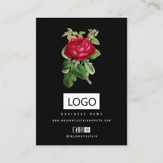 Rose Blumenschmuck Ohrringe Necklace Display Card Visitenkarte (Rückseite)