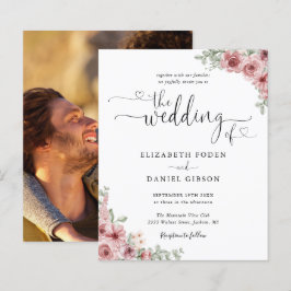 Rose Blumenschrift Foto Einladung Hochzeitsfeiern