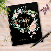 Rose Blumenschrift Monogram Black Gold 2023 Planer