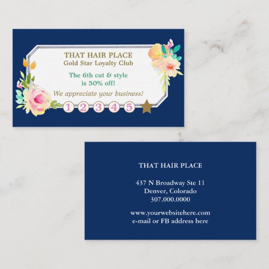 Rose Blumenstrauß Friseur Salon Loyalität Karte (Vorne/Hinten)