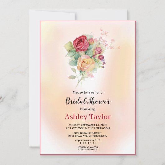 Rose Blumenstrauß im Aquarium Brautparty Einladung (Vorderseite)