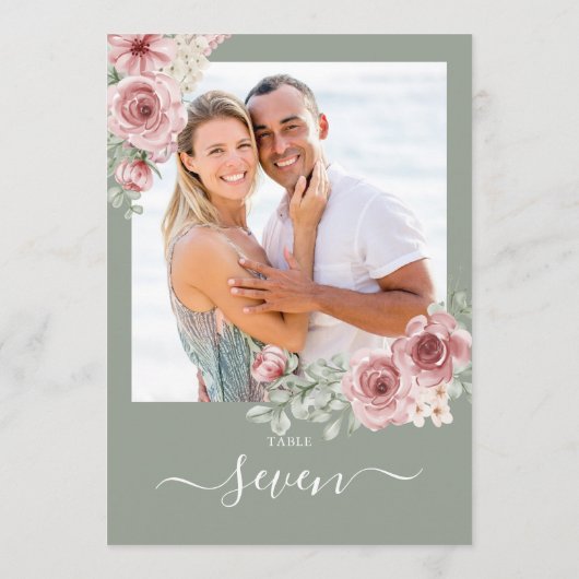 Rose Blumenstuhl Grünes Foto Tischnummer (Rückseite)