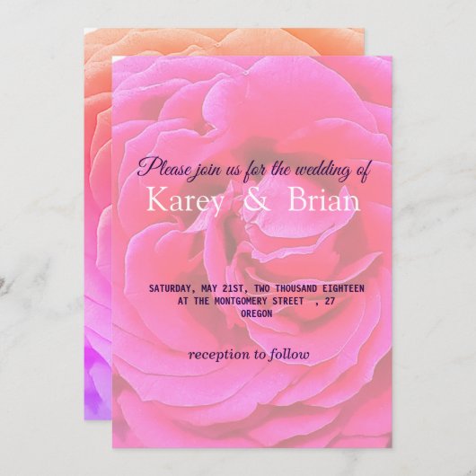 Rose Blumenzettel Einladung (Vorne/Hinten)