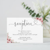 Rose Blumenzitat Hochzeitsempfang Begleitkarte (Stehend Vorderseite)