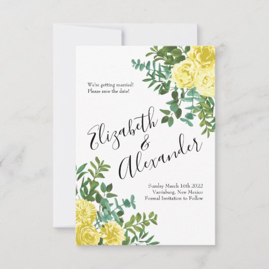 Rose Blumenzwiebelblume Rett Datum Einladung (Vorderseite)