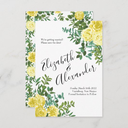 Rose Blumenzwiebelblume Rett Datum Einladung (Vorne/Hinten)